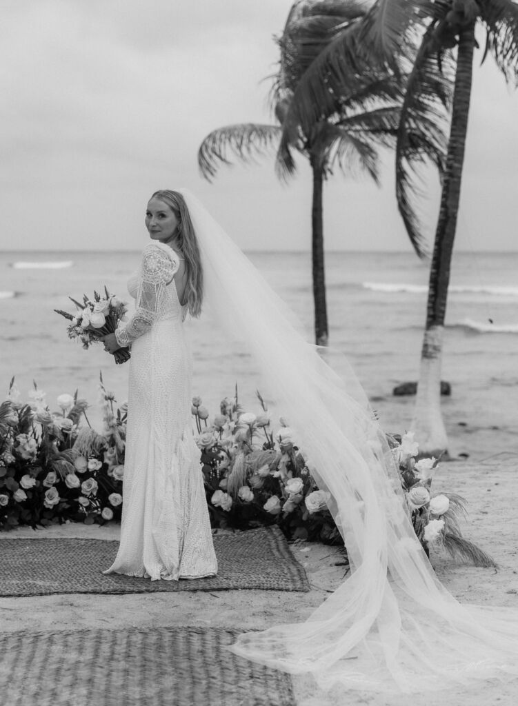 How to wear your wedding veil at a destination wedding by Sarah Garnier, Hair & Makeup Artist in Tulum, Mexico.