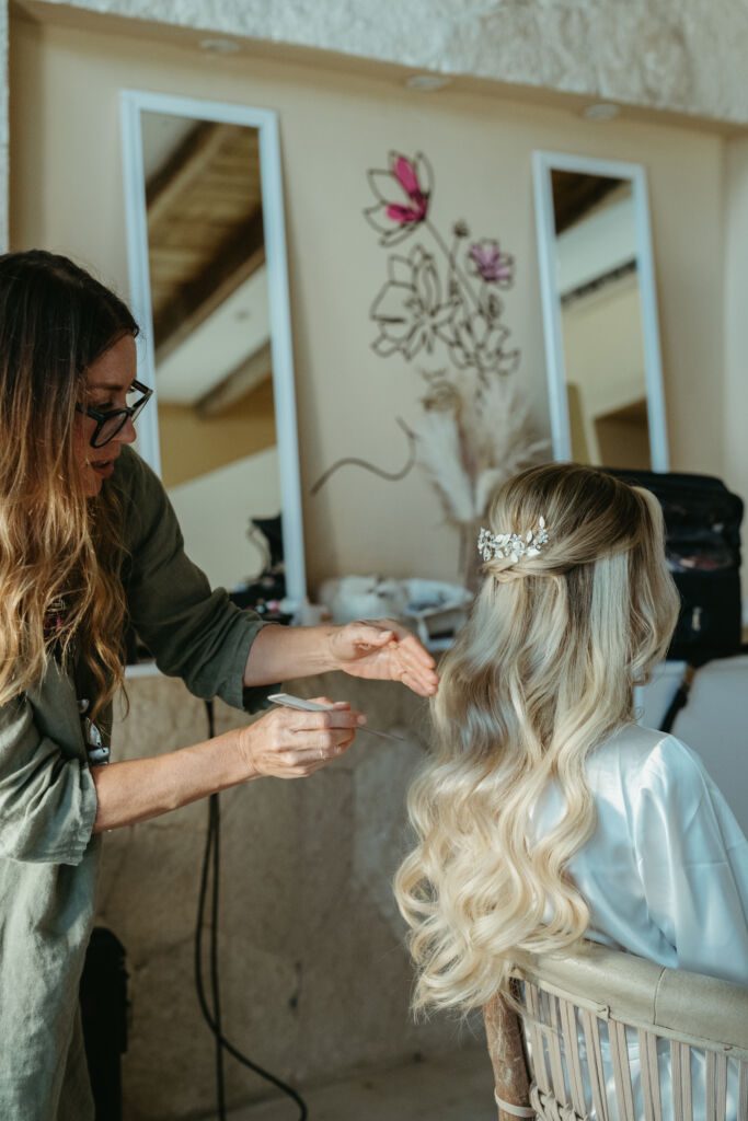 Bride getting ready at Blue Venado Weddings by Sarah Garnier Hair & Makeup Co. 